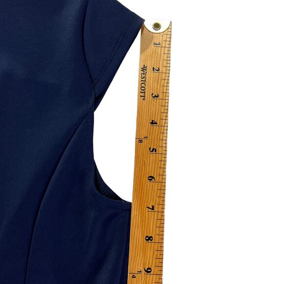 Trendyland Cap Sleeve Scoop Neck Pull On Midi Dress Size Large Navy Blue - Picture 12 of 12